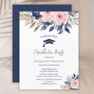 Elegant Budget Floral Graduation Party  Invitation Postcard