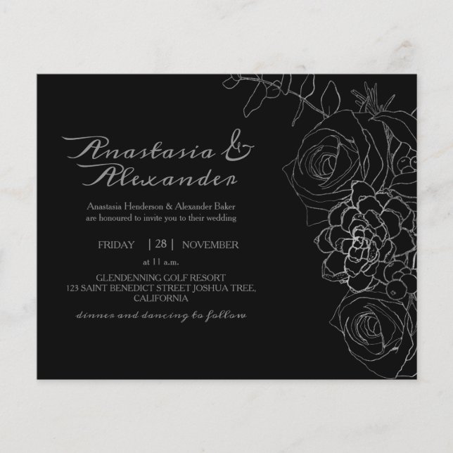 Elegant Budget Invitation to wedding ceremony. Flyer (Front)