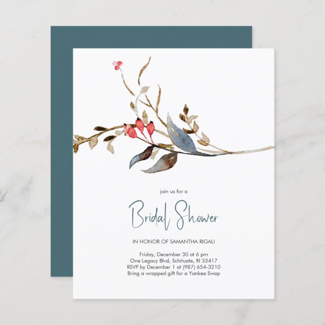 Elegant Budget Invitations  l  Bridal Shower (Front/Back)