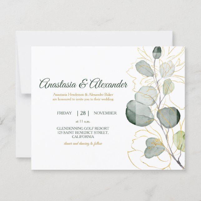 Elegant Budget Invitations to wedding ceremony. (Front)