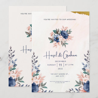 Elegant Budget Modern Floral Wedding Invitation
