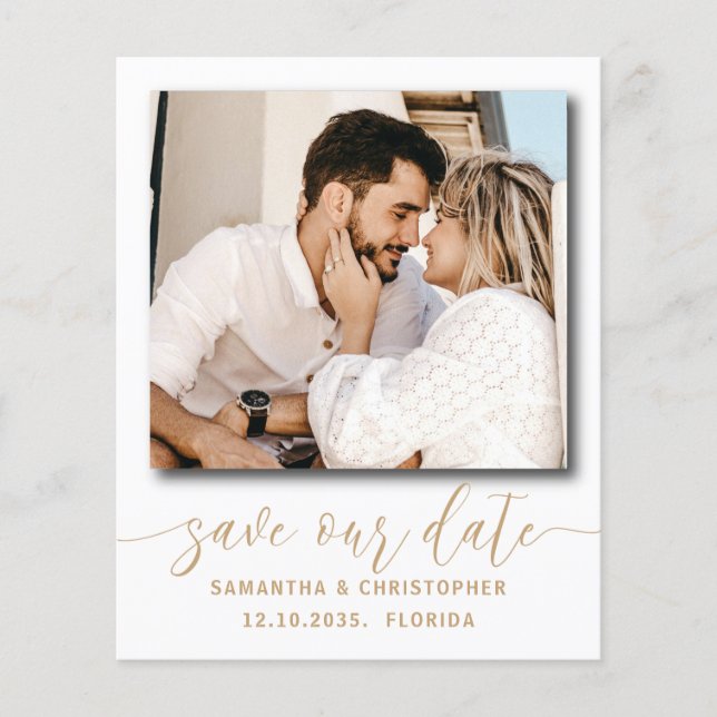 Elegant Budget Photo Save Our Date Invitation (Front)