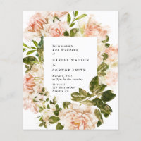 Elegant Budget Rose Romance Watercolor Wedding