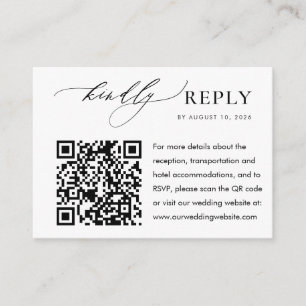 Elegant Budget Wedding Rsvp Website QR Code Enclosure Card