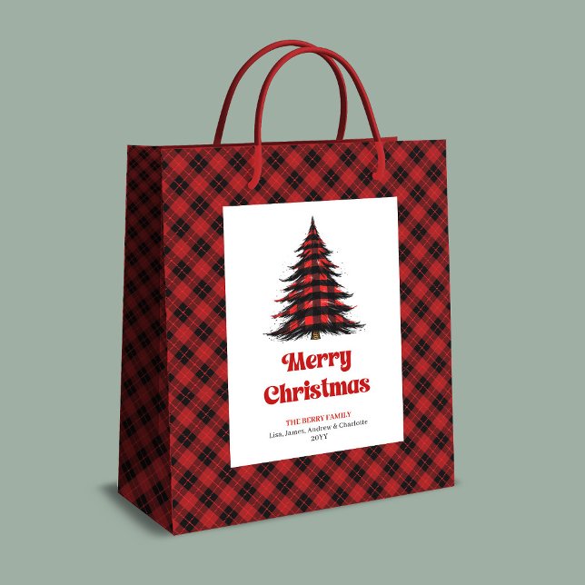 Elegant buffalo plaid Christmas tree gift bag name (Elegant buffalo plaid Christmas tree gift bag name)
