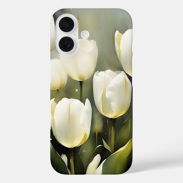 Elegant bunch of White Tulips  in a Serene Garden  Case-Mate iPhone Case (Back)