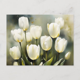 Elegant bunch of White Tulips in a Serene Garden Postcard