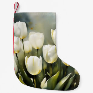 Elegant bunch of White Tulips  in a Serene Garden  Small Christmas Stocking