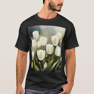 Elegant bunch of White Tulips  in a Serene Garden  T-Shirt