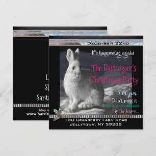 Elegant Bunny Snowy Night Christmas Party Invitation