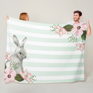 Elegant Bunny striped design Fleece Blanket