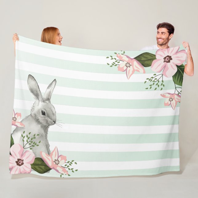 Elegant Bunny striped design Fleece Blanket (In Situ)