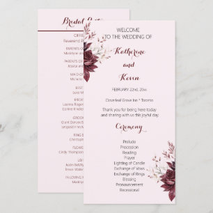 Elegant Burgandy Blush Floral Wedding Program