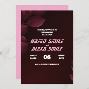 Elegant  burgund rose and floral design Wedding In Invitation