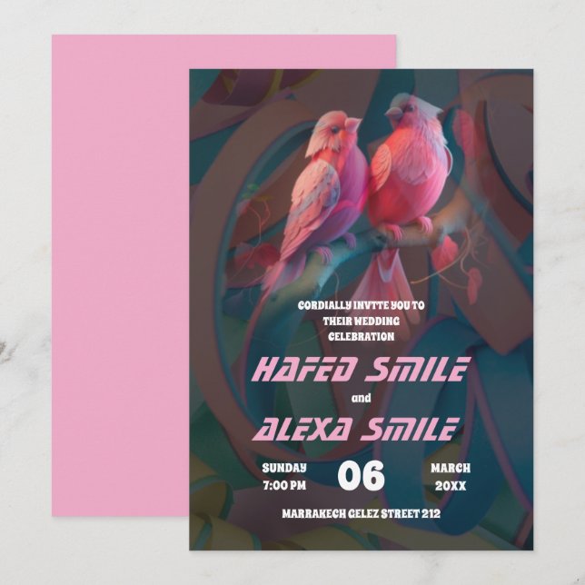 Elegant  burgund rose and floral design Wedding In Invitation (Front/Back)