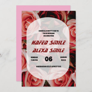 Elegant  burgund rose and floral design Wedding In Invitation