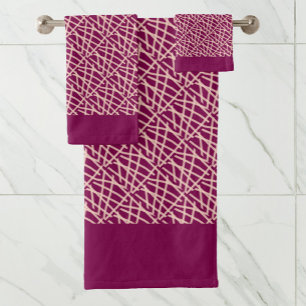 Elegant Burgundy Abstract Bath Towel Set