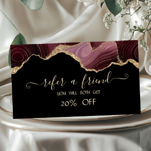 Elegant Burgundy Agate Referral Card