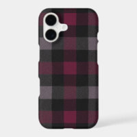 Elegant Burgundy and Black Buffalo Plaid iPhone 17