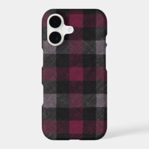 Elegant Burgundy and Black Buffalo Plaid iPhone 17