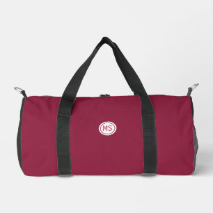 Elegant Burgundy and Black Color Block Monogram Duffle Bag