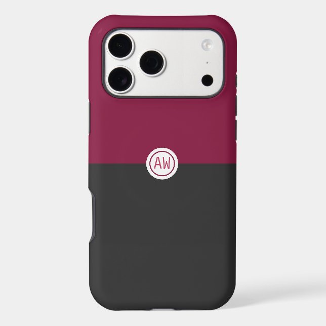 Elegant Burgundy and Black Monogram (Back)