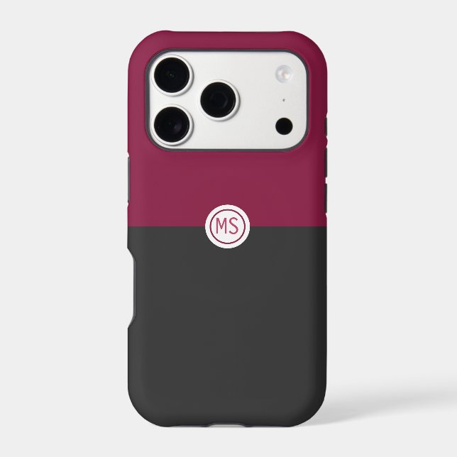 Elegant Burgundy and Black Monogram (Back)