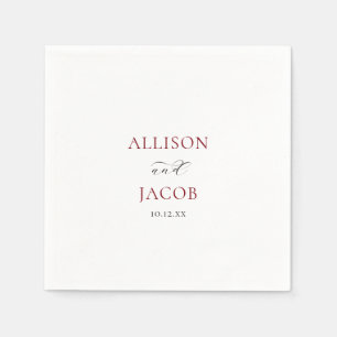 Elegant Burgundy and Black Wedding Napkin