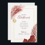 Elegant Burgundy and Gold Beach Tropical Christmas Holiday Card<br><div class="desc">Nautical Boutique Co.'s elegant burgundy and gold holiday card features watercolor maroon and gold tropical greenery and is accented with a pretty watercolor seashell. The text is whimsical hand-lettering paired with modern block typography. The burgundy, gold, and creamy ivory are reminiscent of tropical holidays at the beach. Easily customise all...</div>