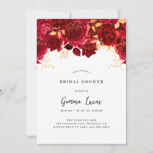 Elegant Burgundy and Gold Bridal Shower Invitation