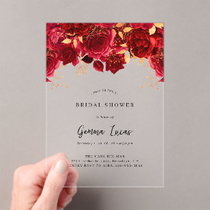 Elegant Burgundy and Gold Bridal Shower Invitation