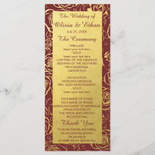 Elegant Burgundy and Gold Foil Flowers Programme