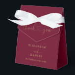 Elegant Burgundy And Gold Heart Script Wedding Favour Box<br><div class="desc">Elegant burgundy and gold heart script wedding favour box personalised with your names and wedding date. Designed by Thisisnotme©</div>