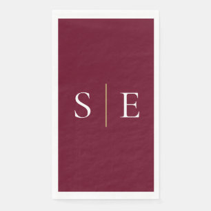Elegant Burgundy and Gold Monogram Minimalist Napkin