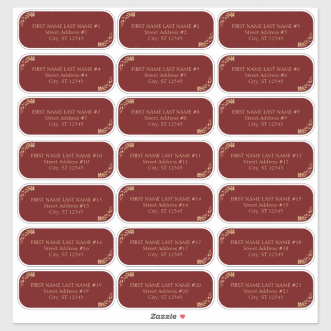 Elegant Burgundy and Gold Wedding Guest Address (Sheet)