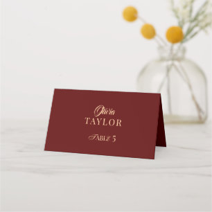 Elegant Burgundy and Gold Wedding Place Card