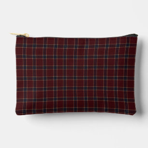 Elegant Burgundy and Navy Blue Heritage Plaid Accessory Pouch