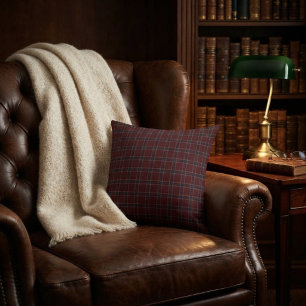 Elegant Burgundy and Navy Blue Heritage Plaid Cushion