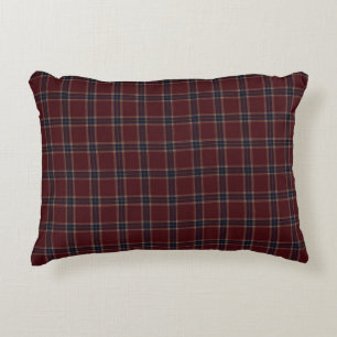 Elegant Burgundy and Navy Blue Heritage Plaid Decorative Cushion