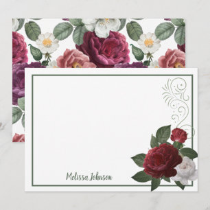 Elegant Burgundy and Pink Floral Roses Card