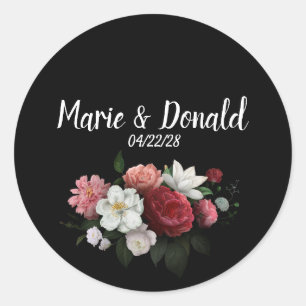Elegant Burgundy and Pink Flowers Classic Round Sticker