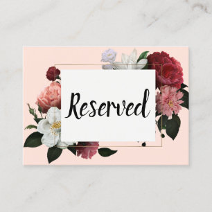 Elegant Burgundy and Pink Flowers Place Card