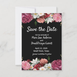 Elegant Burgundy and Pink Flowers Save the Date