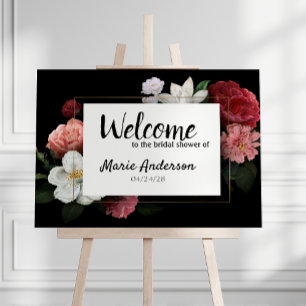 Elegant Burgundy and Pink Flowers Shower Poster