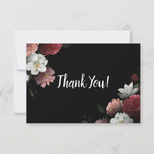 Elegant Burgundy and Pink Flowers Thank You Card