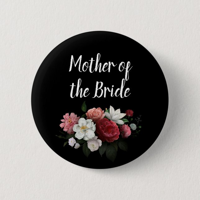 Elegant Burgundy and Pink Mother of the Bride 6 Cm Round Badge (Front)