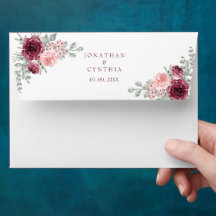 Elegant Burgundy and Pink Rose Watercolor Wedding
