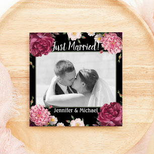 Elegant Burgundy and Pink Wedding Announcement