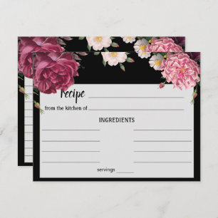 Elegant Burgundy and Pink Wedding Recipe Card