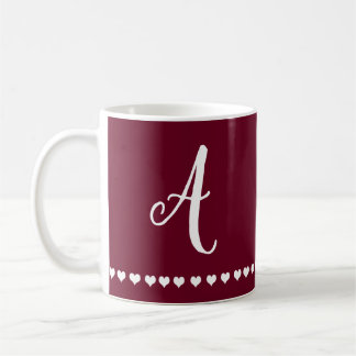 Elegant Burgundy and White Monogram Coffee Mug